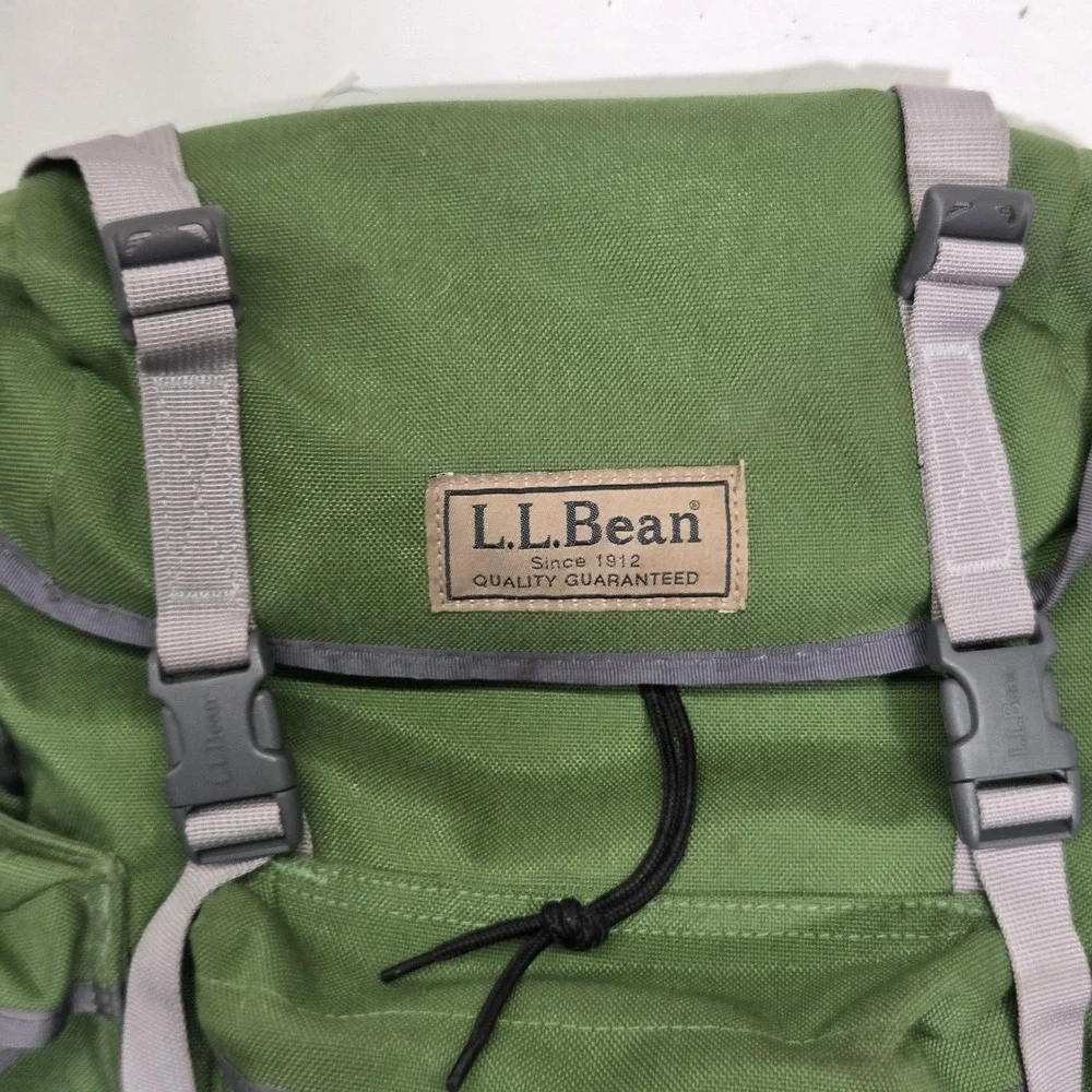 Vintage L.L. Bean Backpack Green Continental Rucksack Travel Hiking Bag 90s